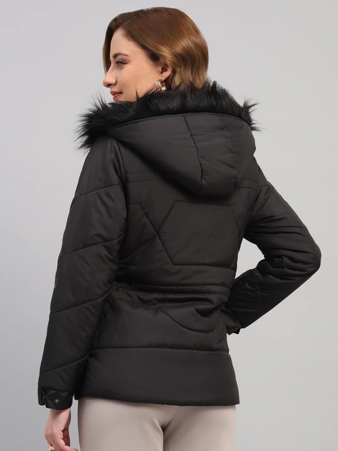 Rock.it Women Black Solid Hooded Full Sleeve Jacket - Image 5