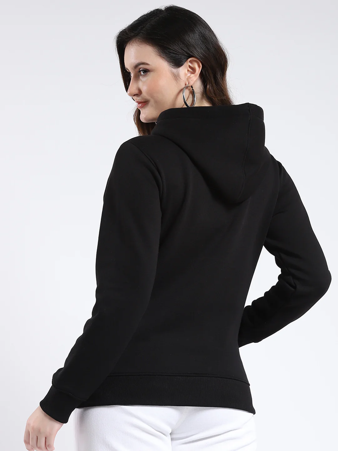 Rock.it Women Black Solid Hooded Full Sleeve Sweatshirt - Image 5
