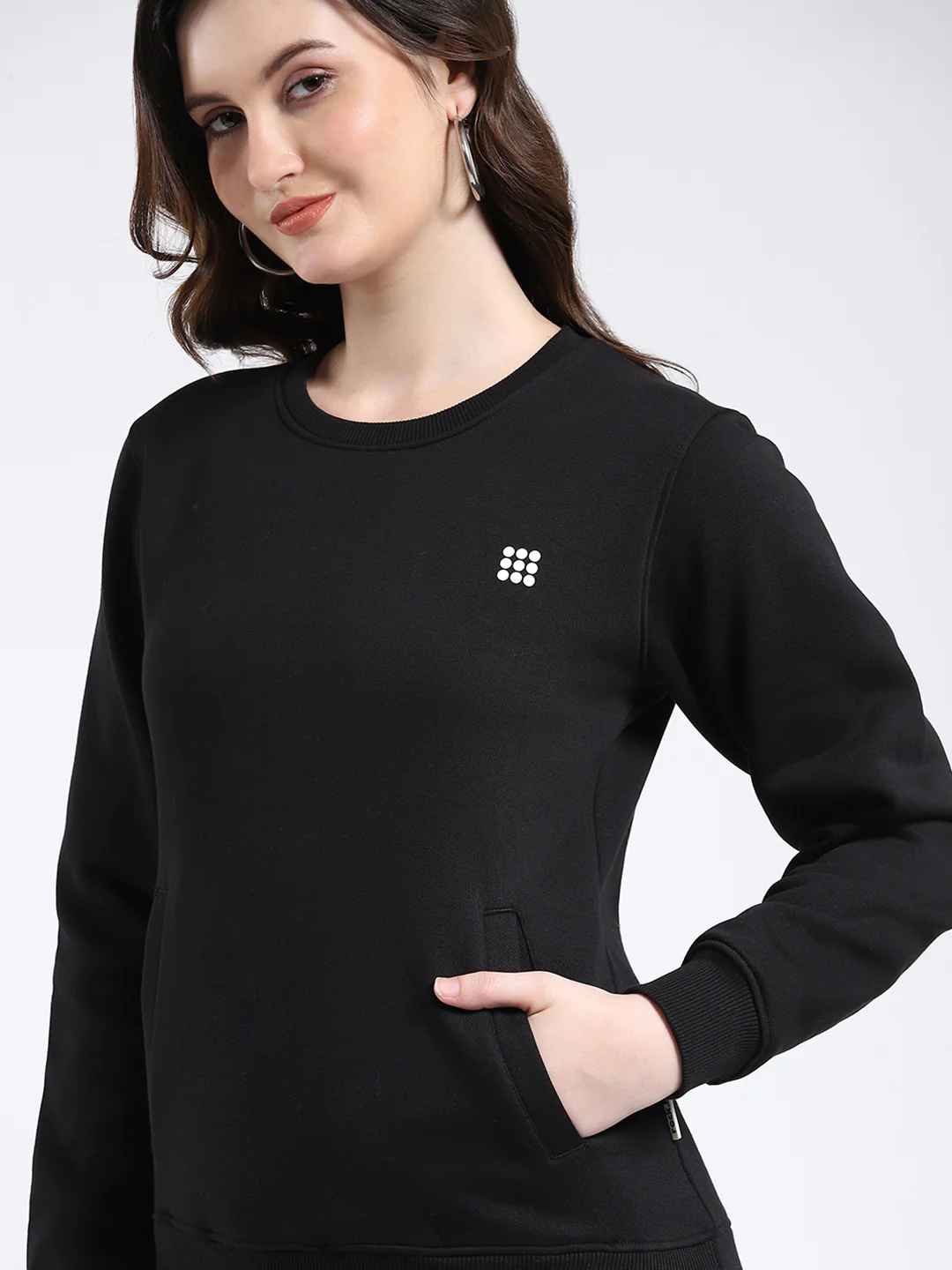 Rock.it Women Black Solid Round Neck Full Sleeve Sweatshirt - Image 6