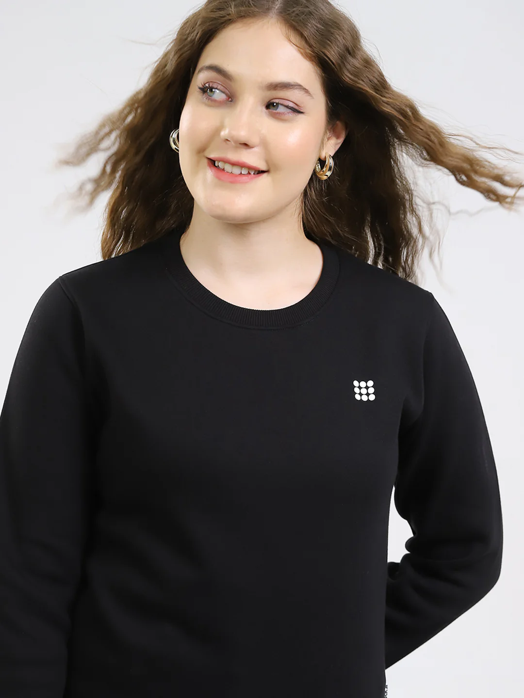 Rock.it Women Black Solid Round Neck Full Sleeve Sweatshirt - Image 7