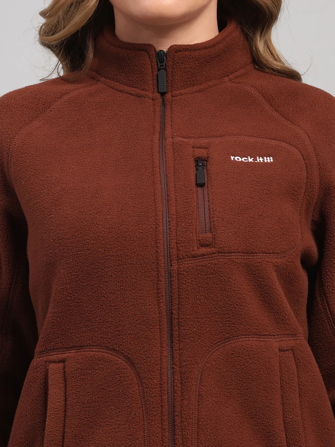 Rock.it Women Brown Solid Round Neck Full Sleeve Sweatshirt - Image 6