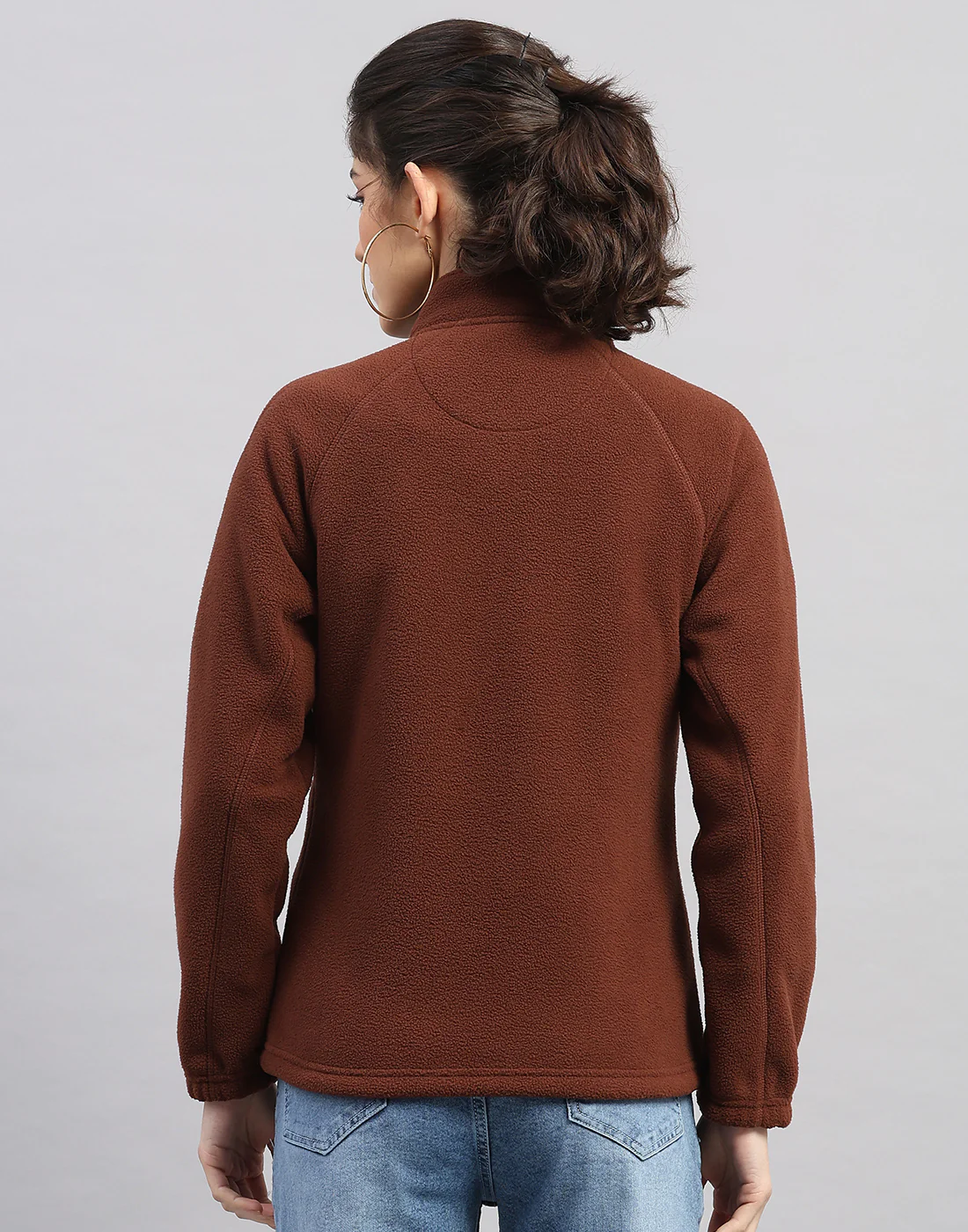 Rock.it Women Brown Solid Turtle Neck Full Sleeve Sweatshirt - Image 4