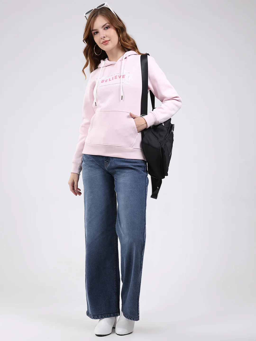 Rock.it Women Pink Printed Hooded Full Sleeve Sweatshirt - Image 2