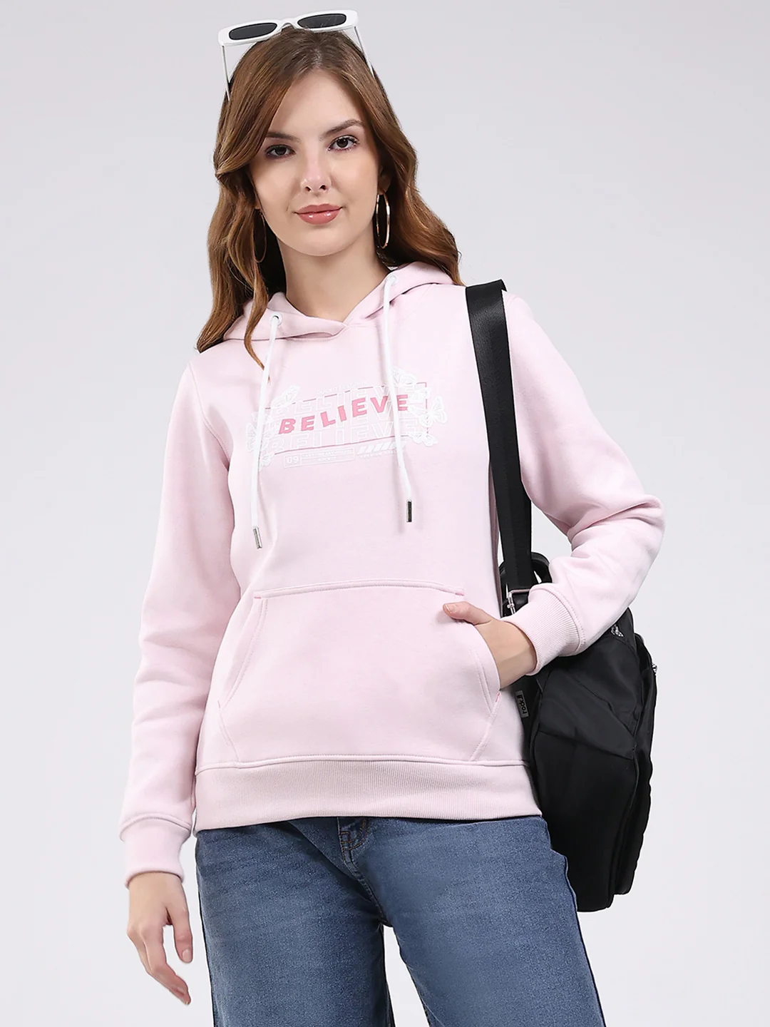 Rock.it Women Pink Printed Hooded Full Sleeve Sweatshirt - Image 6