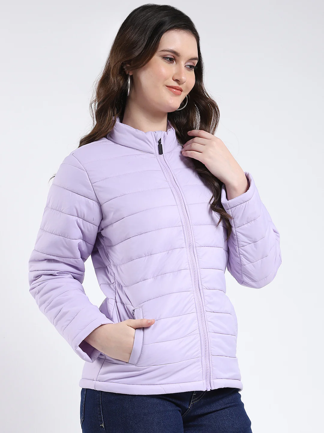 Rock.it Women Purple Solid Mock Neck Full Sleeve Jacket - Image 4