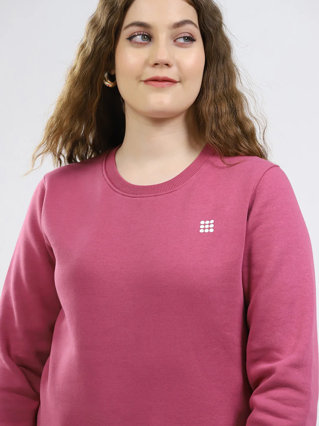 Rock.it Women Rose Pink Solid Round Neck Full Sleeve Sweatshirt - Image 6