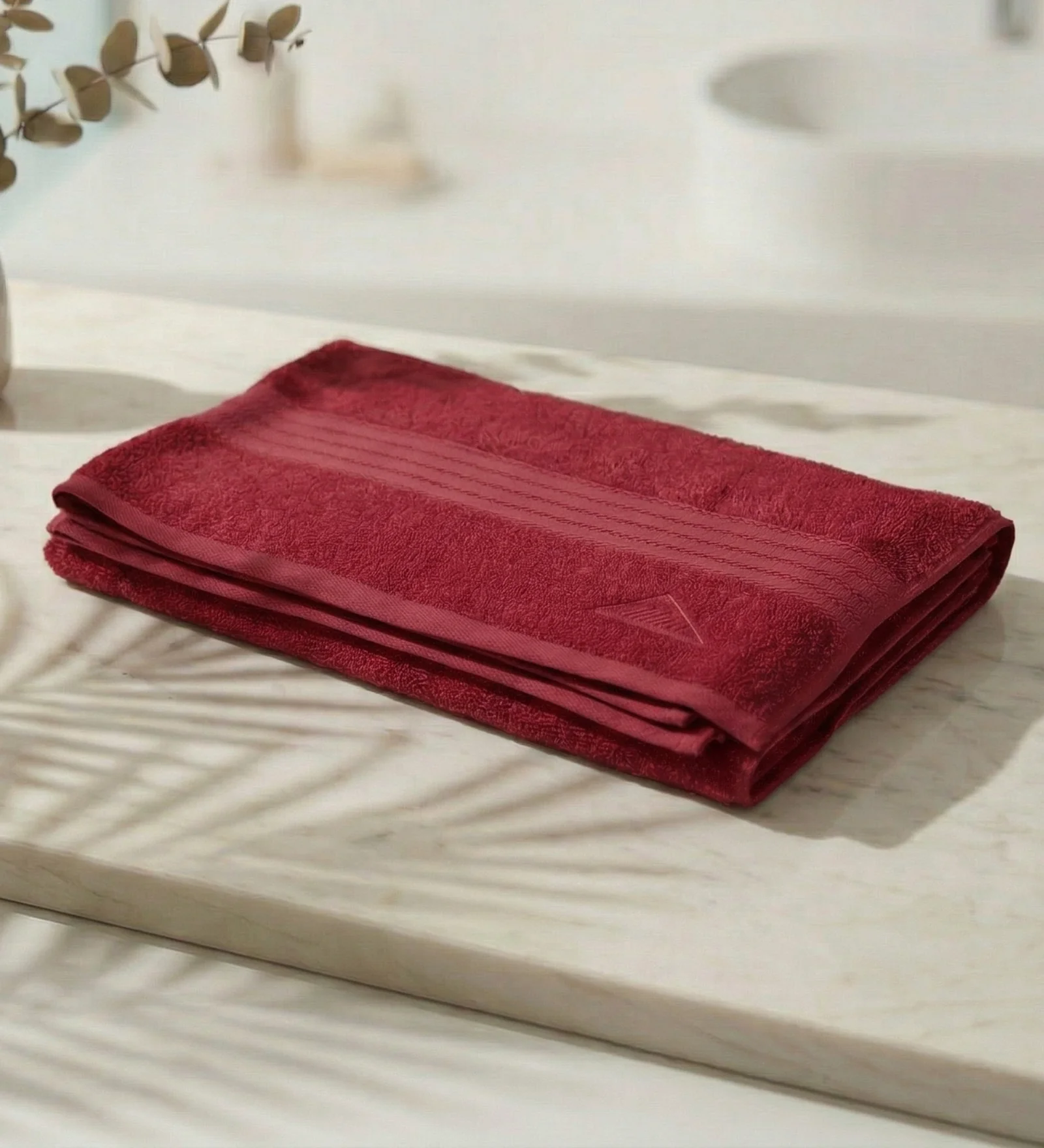 Rose Red Pure Cotton Solid 380 GSM Bath Towel 1 Piece (Jazz Collection) - Image 2