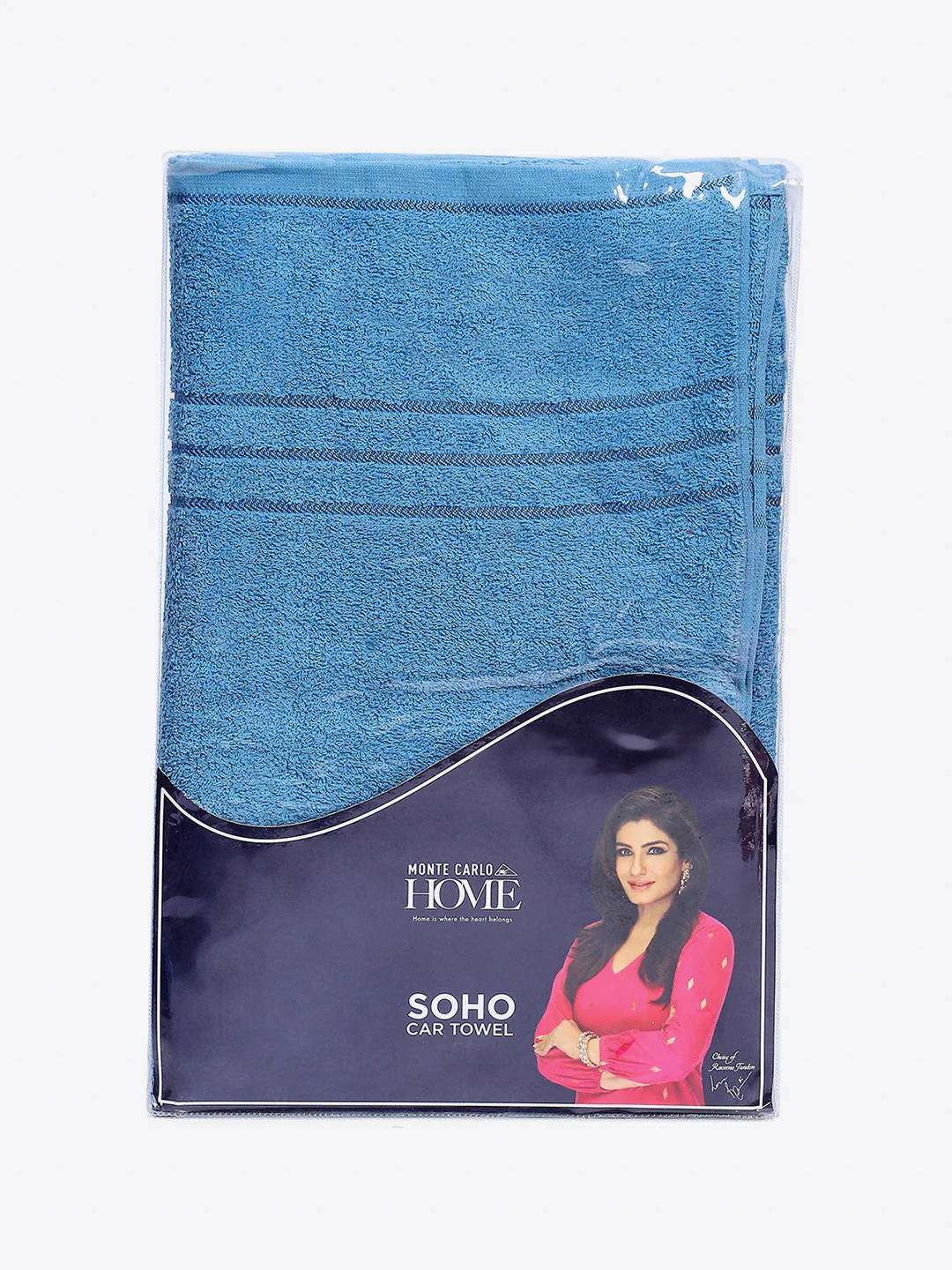Sky Blue Cotton Solid 350 GSM Car Towel (Soho) - Image 5