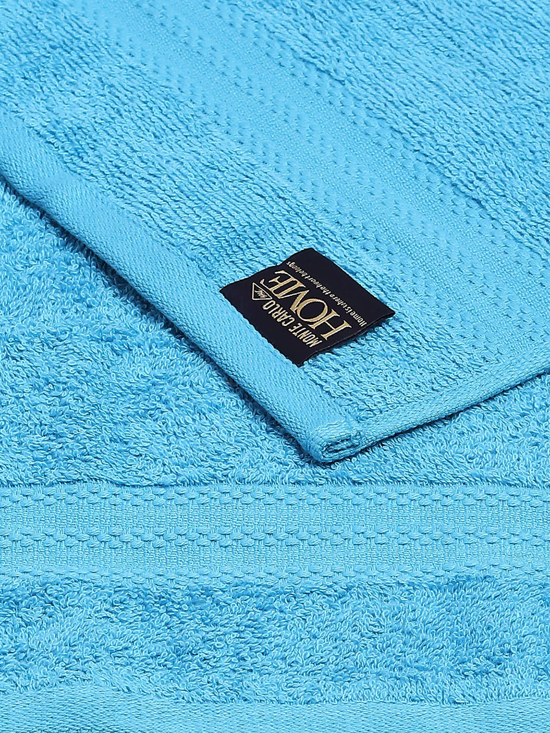 Sky Blue Cotton Solid 380 GSM 2 Bath Towel & 2 Hand Towel - Image 3