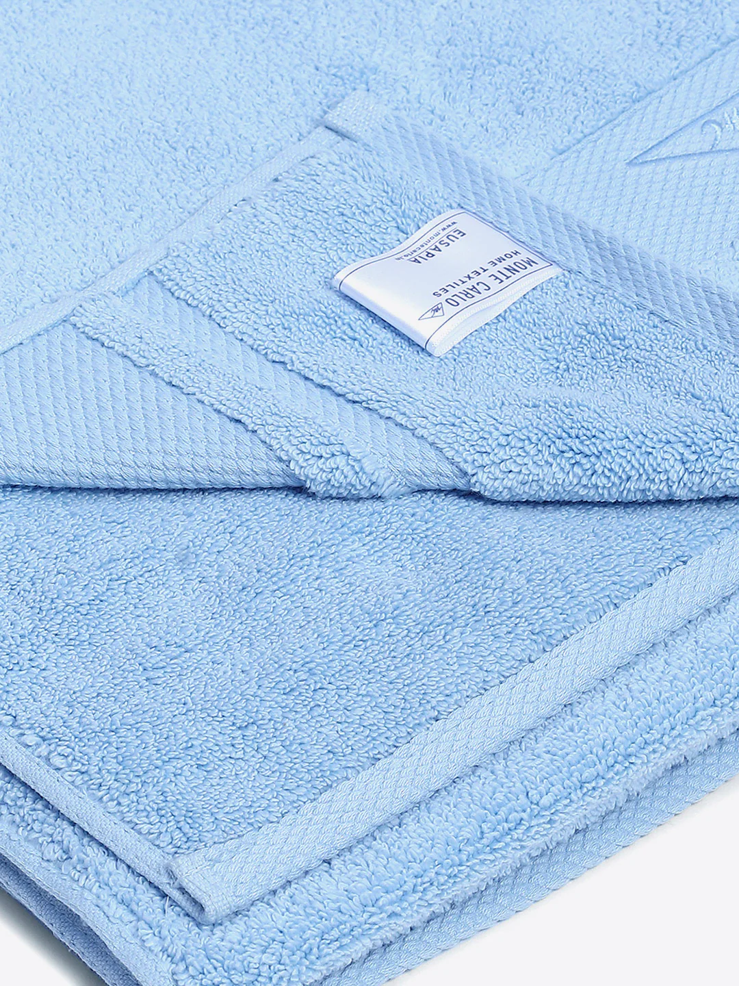 Sky Blue Cotton Solid 650 GSM Bath Towel (Eusapia) - Image 3