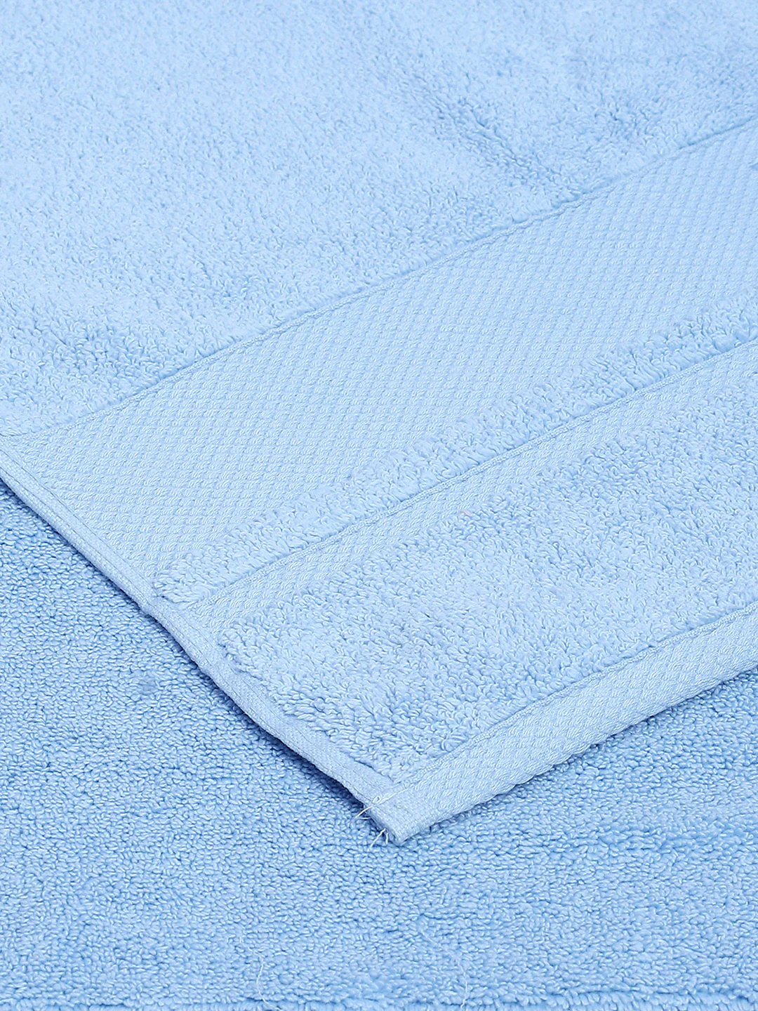 Sky Blue Cotton Solid 650 GSM Bath Towel (Eusapia) - Image 4