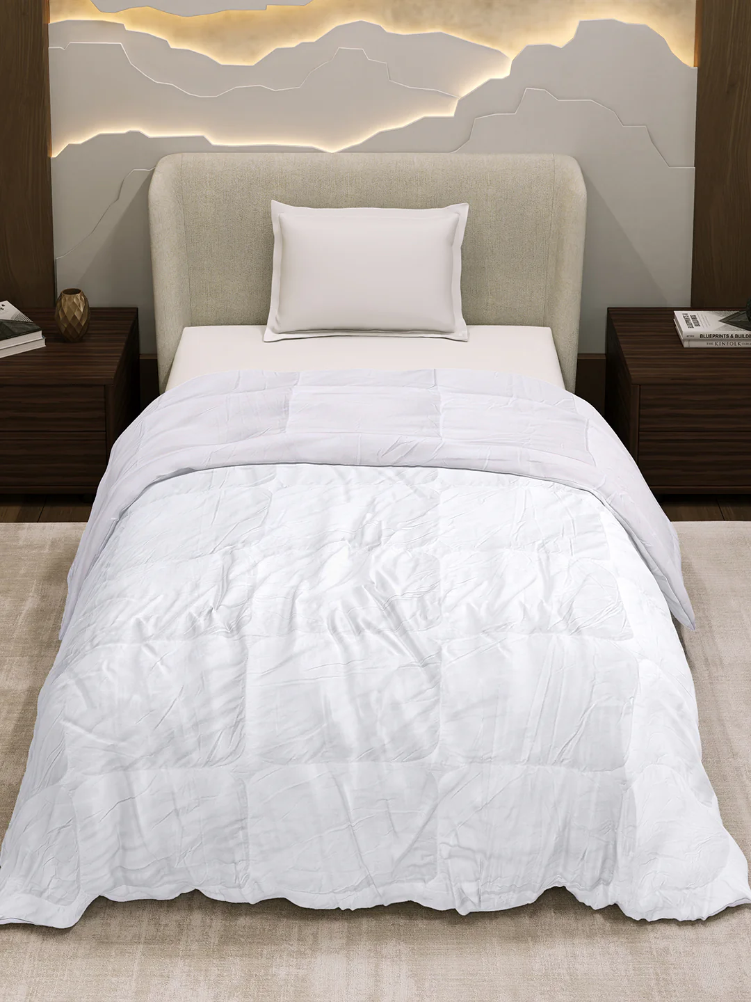 Solid Single Bed 233 GSM Comforter for AC Room (Soybean) - Image 3