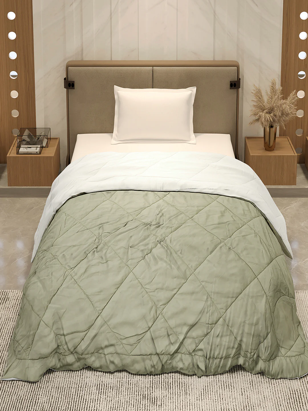 Solid Single Bed 3 Ply Comforter for AC Room - (Melange) - Image 3