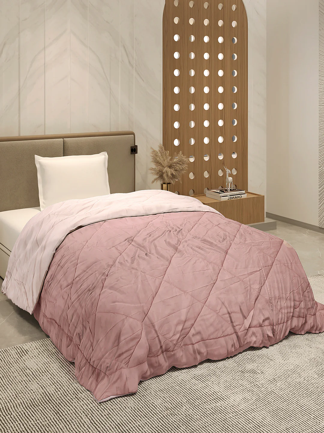 Solid Single Bed 3 Ply Comforter for AC Room - (Melange) - Image 4