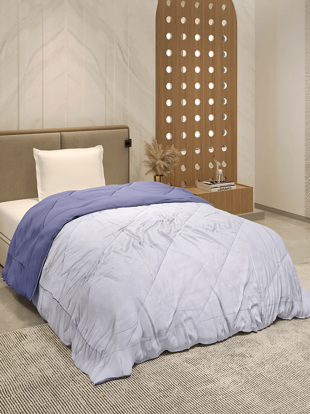 Solid Single Bed 3 Ply Comforter for AC Room - (Melange) - Image 5