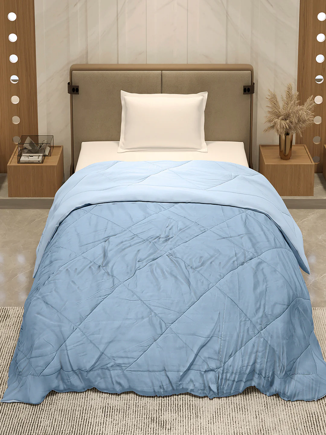 Solid Single Bed 3 Ply Comforter for AC Room - (Melange) - Image 3