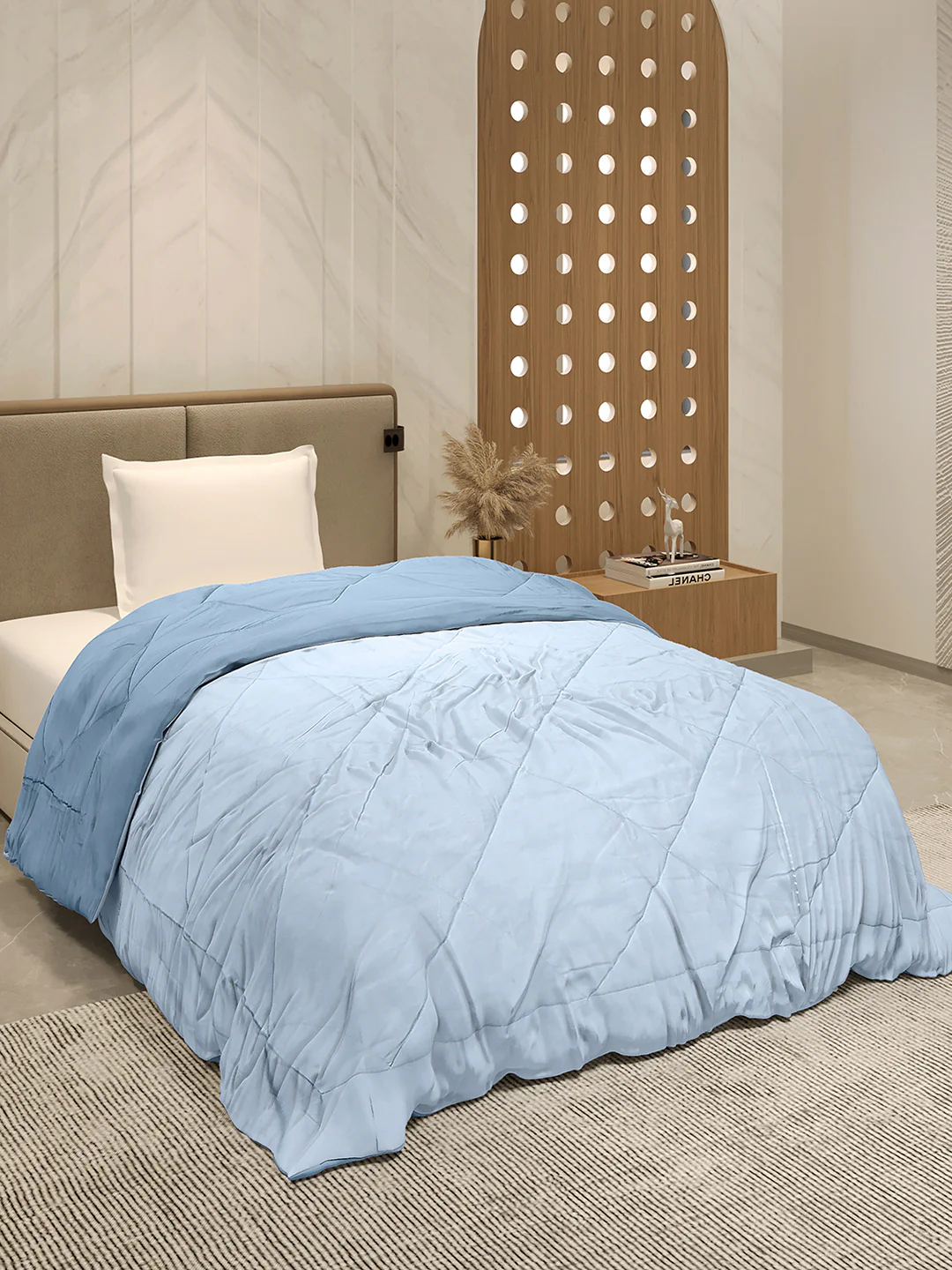 Solid Single Bed 3 Ply Comforter for AC Room - (Melange) - Image 5