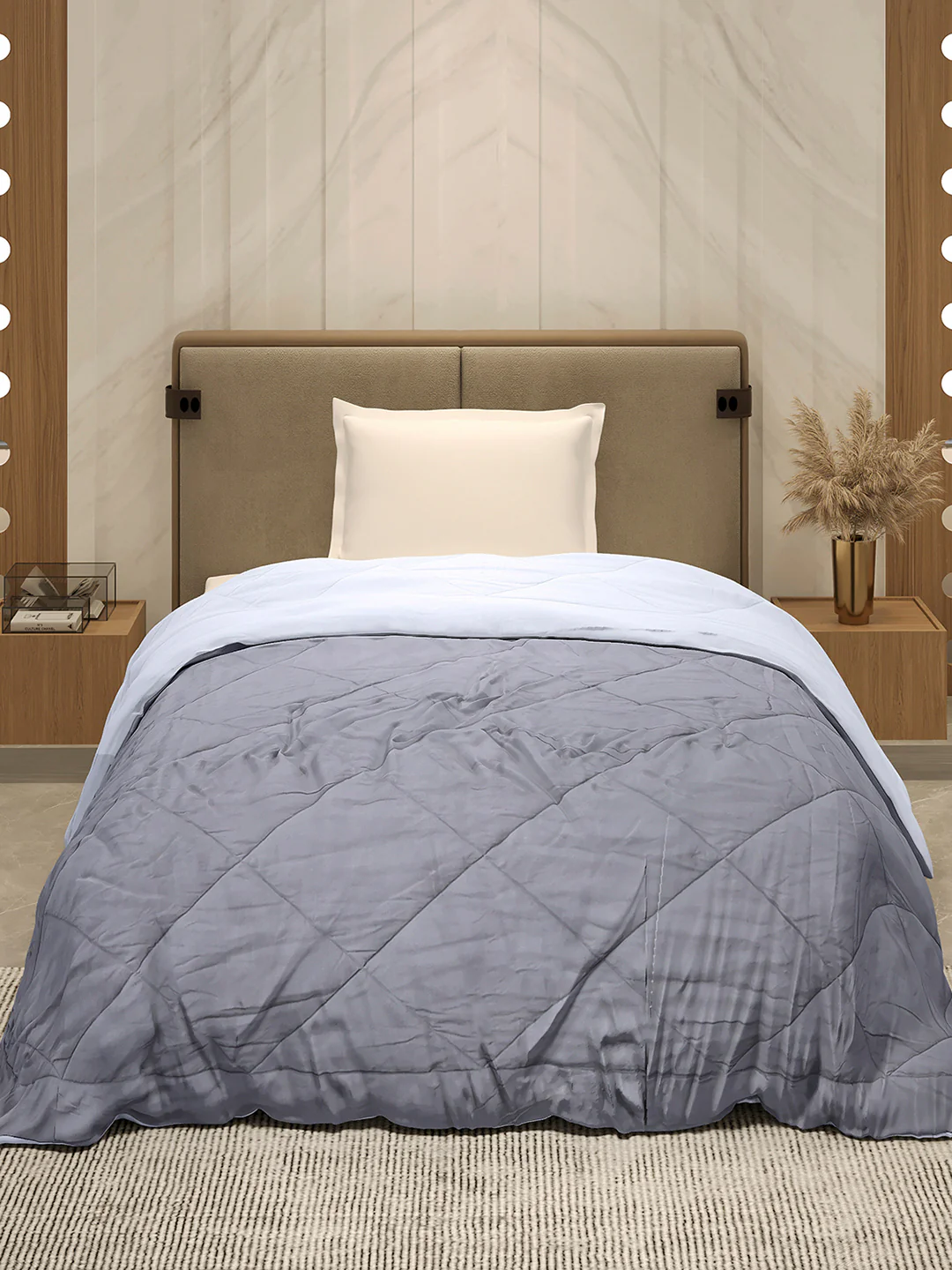 Solid Single Bed 3 Ply Comforter for AC Room - (Melange) - Image 2