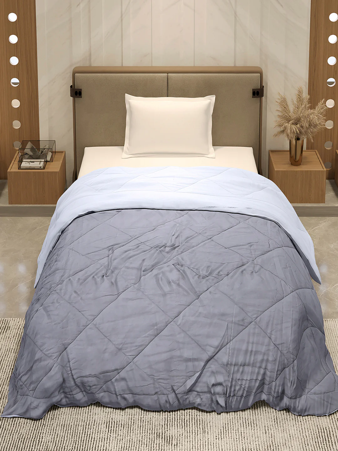 Solid Single Bed 3 Ply Comforter for AC Room - (Melange) - Image 3