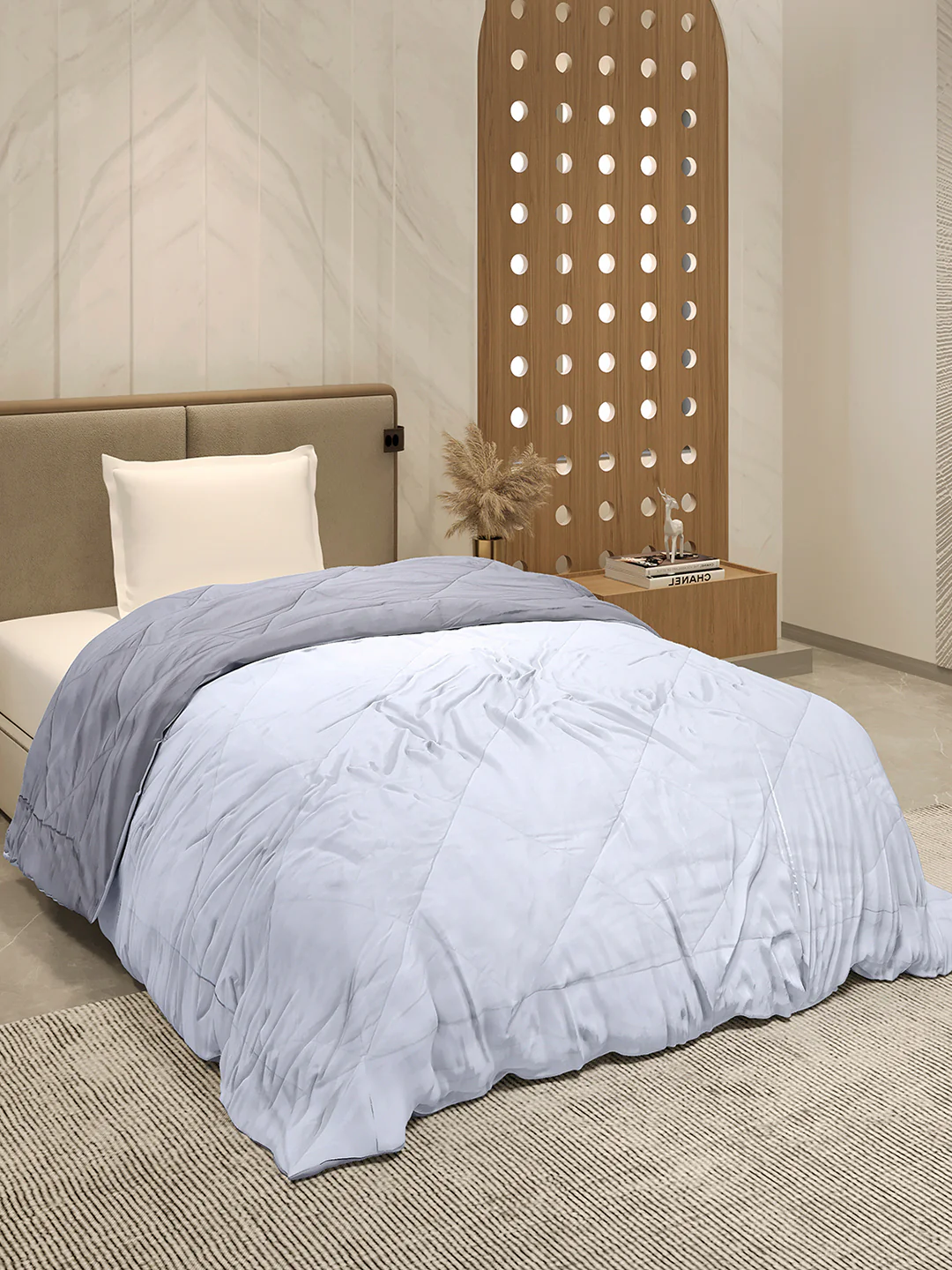 Solid Single Bed 3 Ply Comforter for AC Room - (Melange) - Image 5