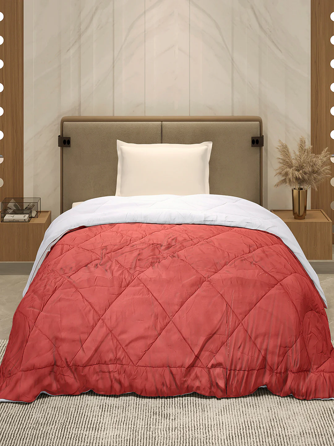 Solid Single Bed 3 Ply Comforter for AC Room - (Melange) - Image 2