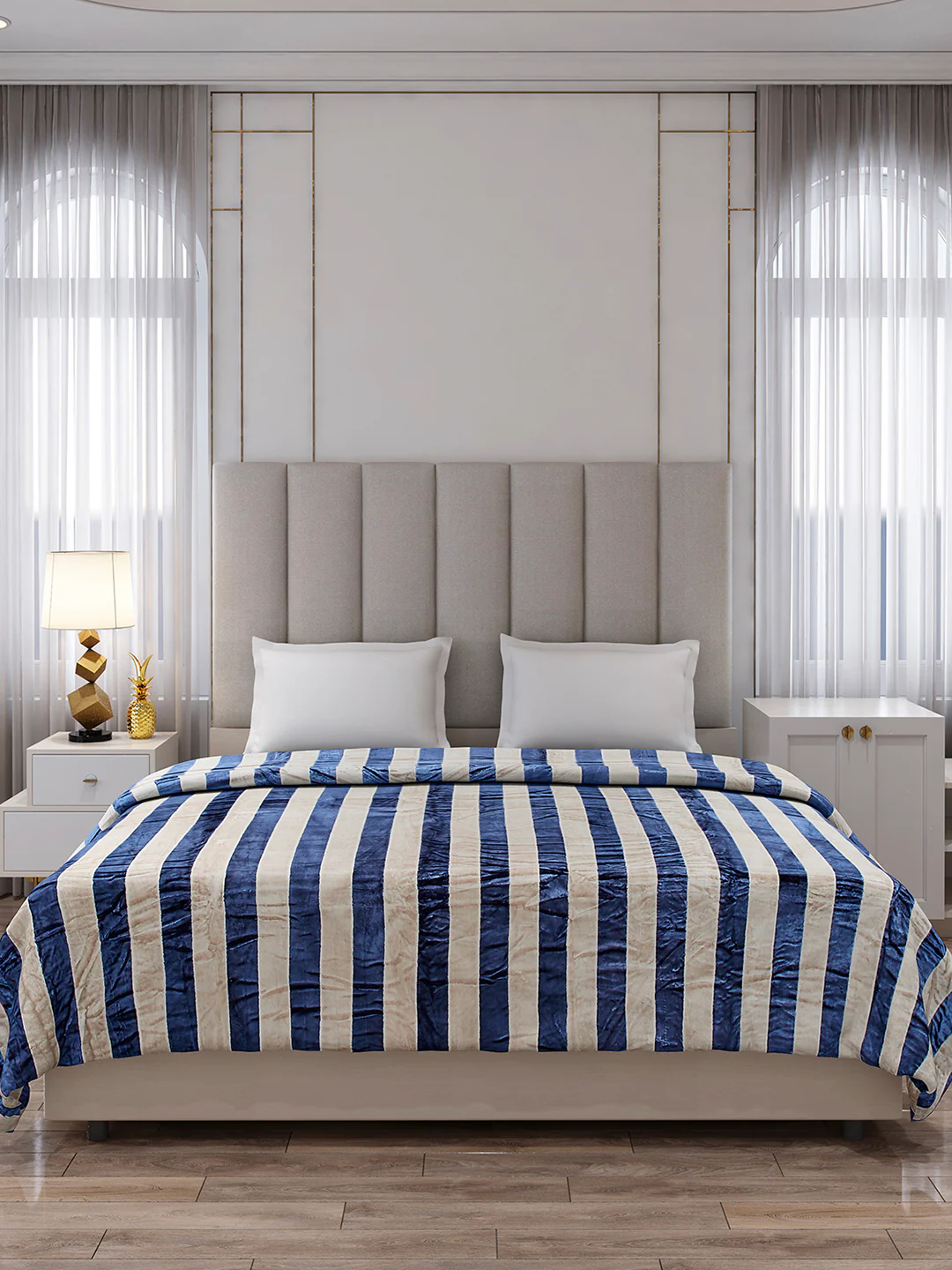 Striped Double Bed 300 GSM Blanket for AC Room - (Cosmos) - Image 3