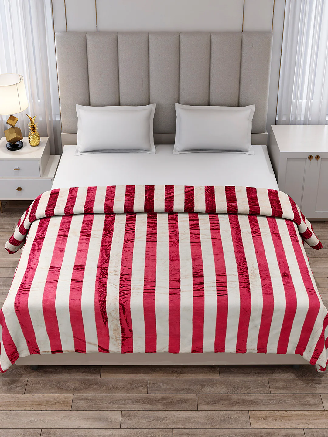 Striped Double Bed 300 GSM Blanket for AC Room - (Cosmos) - Image 2