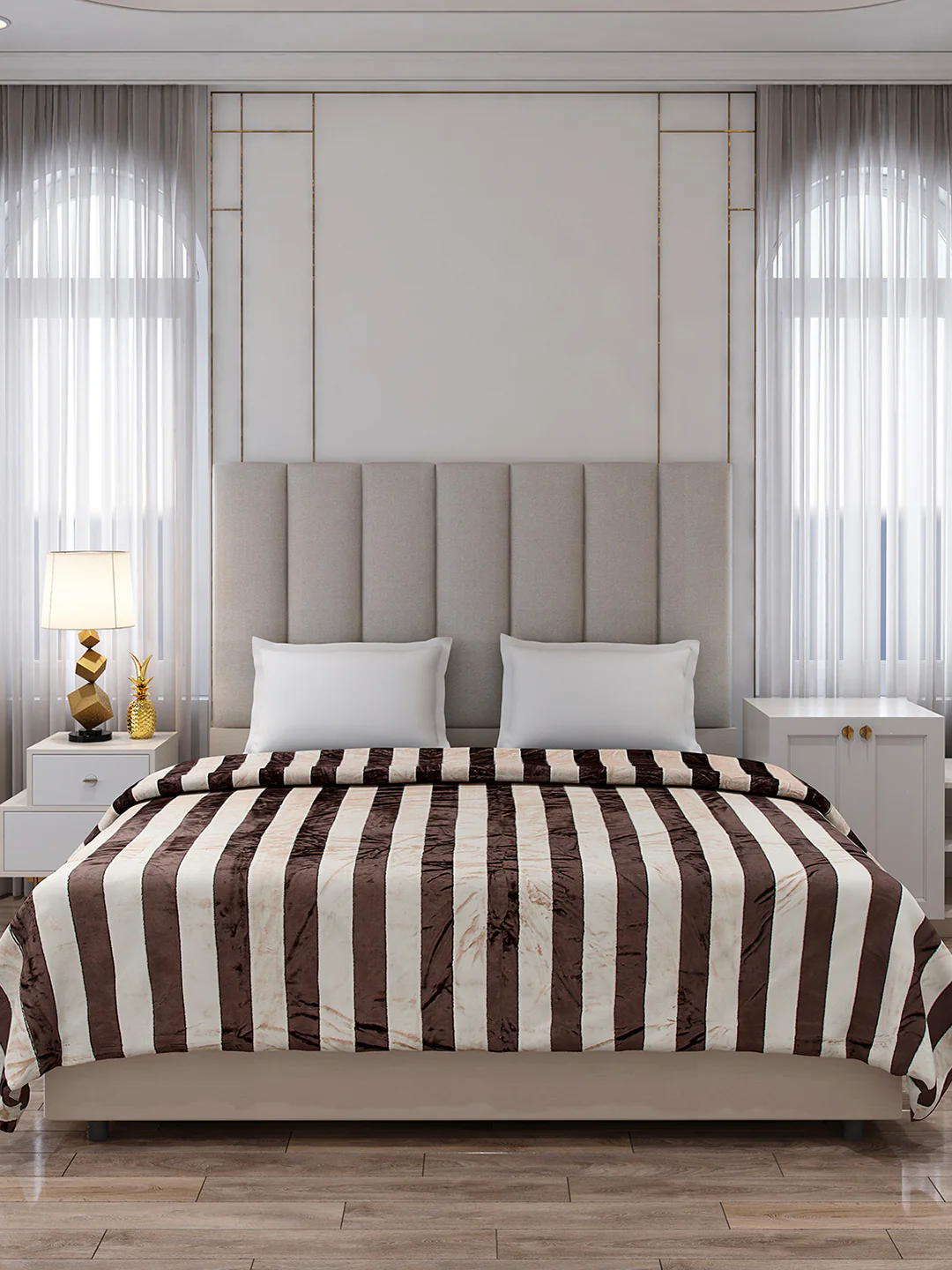 Striped Double Bed 300 GSM Blanket for AC Room - (Cosmos) - Image 3
