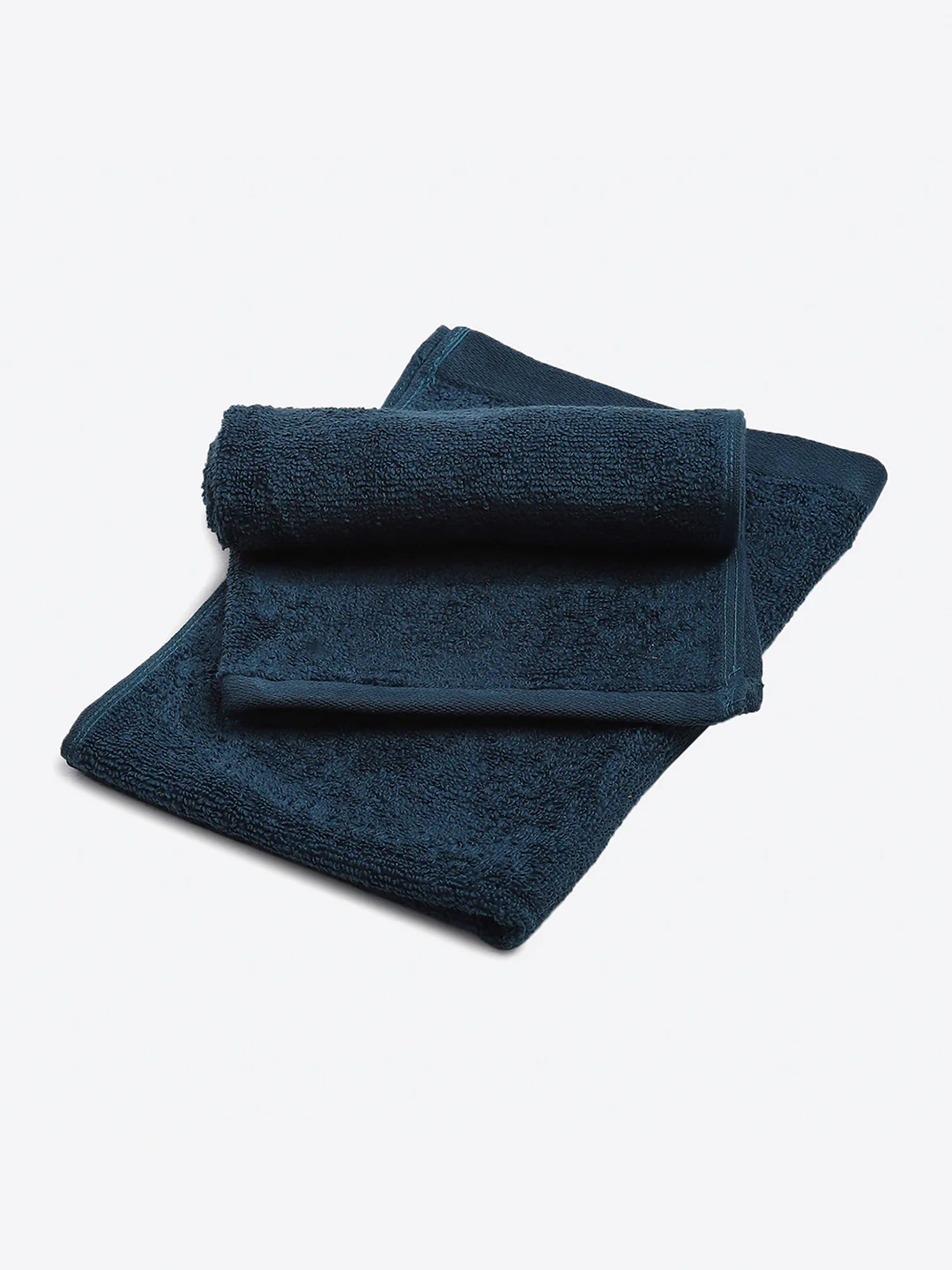 Teal Blue Cotton Solid 350 GSM Hand Towel (Pack of 2) - Image 2