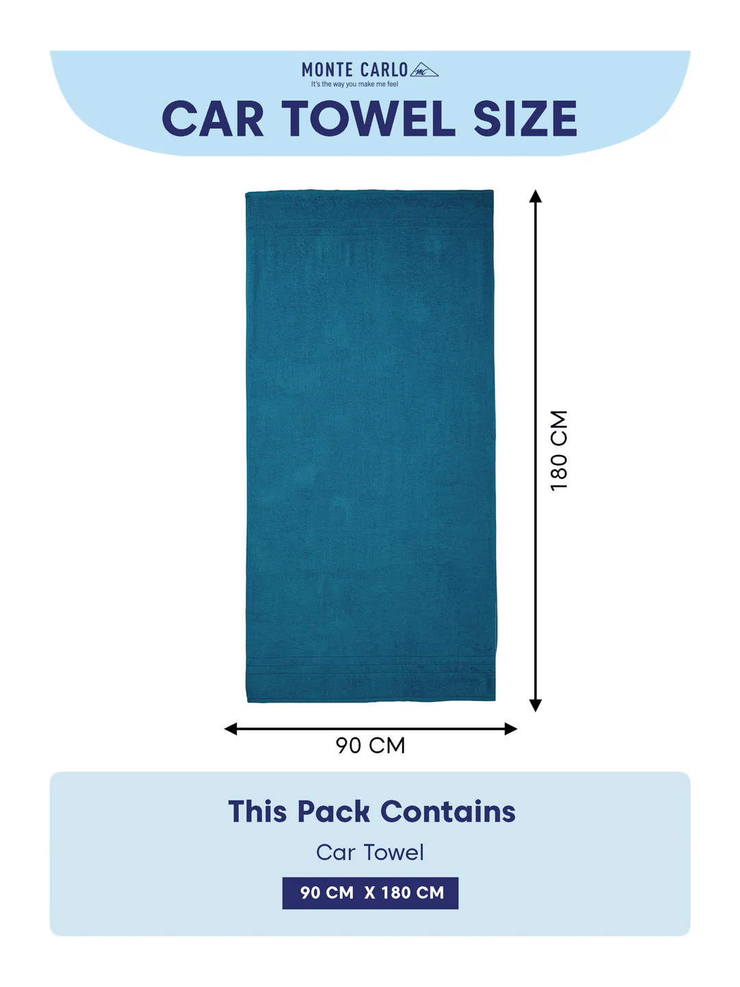 Teal Blue Pure Cotton Solid 340 GSM Car Towel 1 Piece (Soho Collection) - Image 7