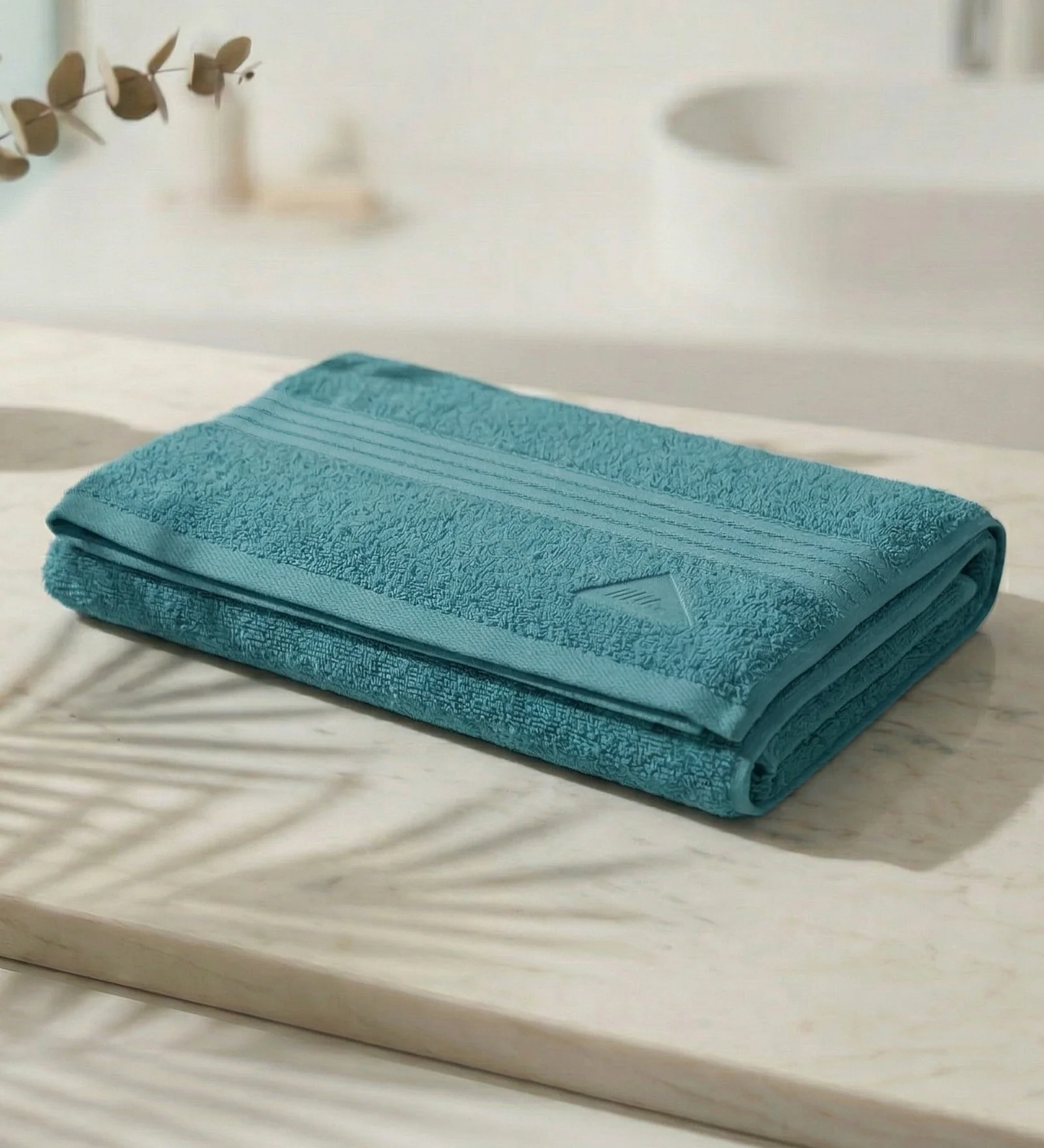 Teal Blue Pure Cotton Solid 380 GSM Bath Towel 1 Piece (Jazz Collection) - Image 2