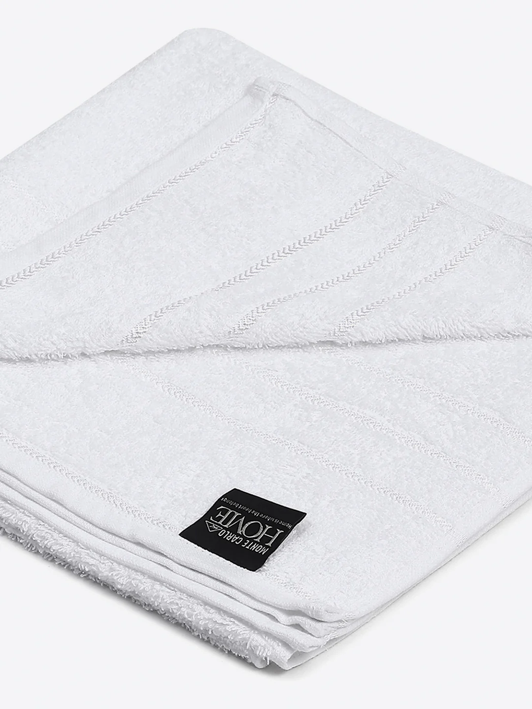 White Cotton Solid 350 GSM Bath Towel (Soho) - Image 3