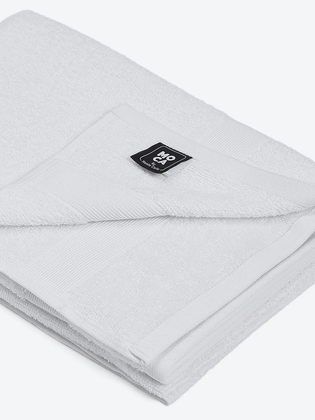 White Cotton Solid 380 GSM Bath Towel 2Pc Set (Albella) - Image 3