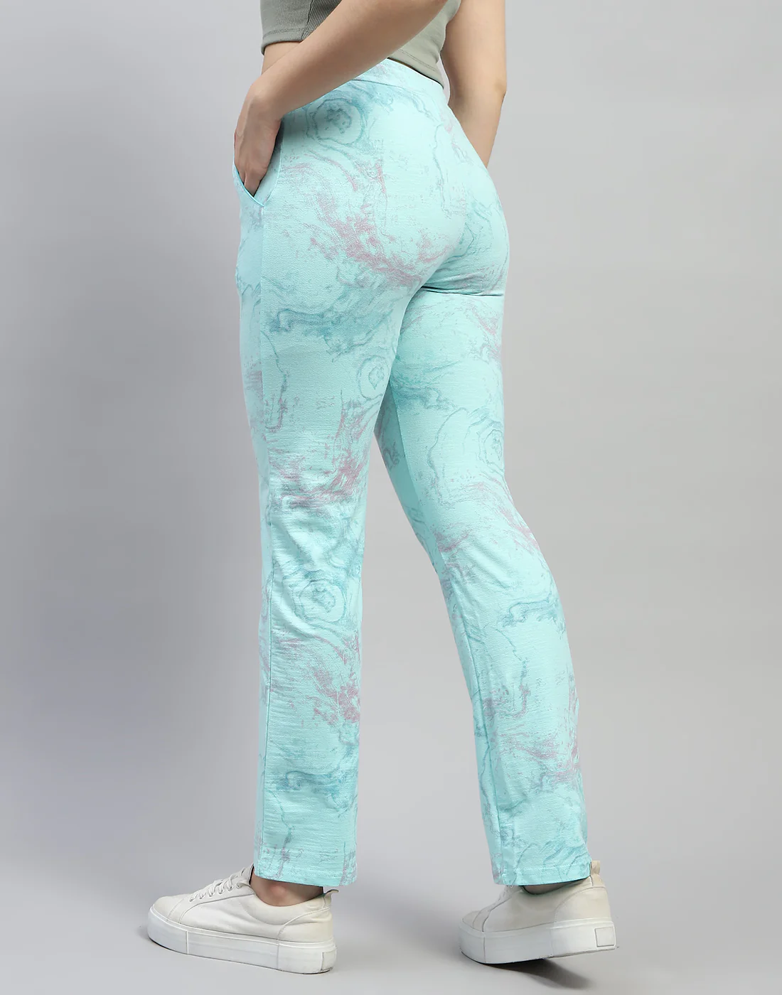 Women Aqua Blue Printed Regular Fit Lower - Image 2