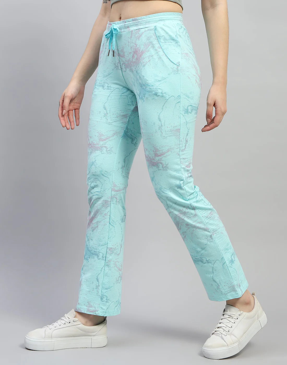 Women Aqua Blue Printed Regular Fit Lower - Image 4