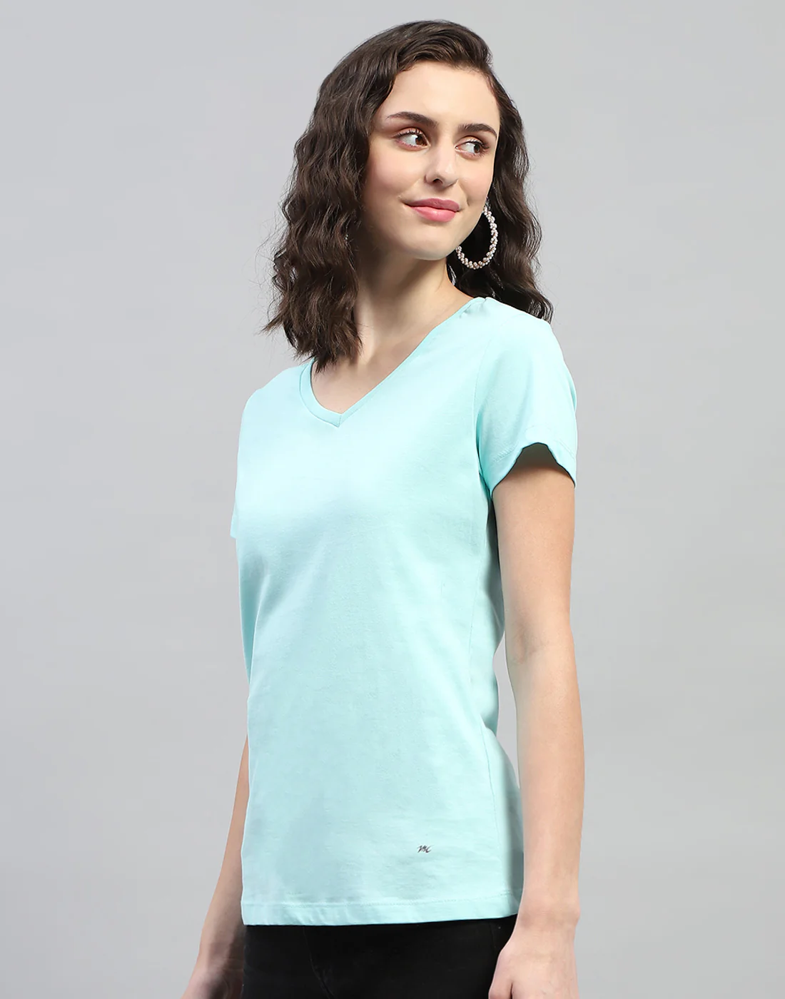 Women Aqua Blue Solid V Neck Half Sleeve Top (Pack of 2) - Image 8