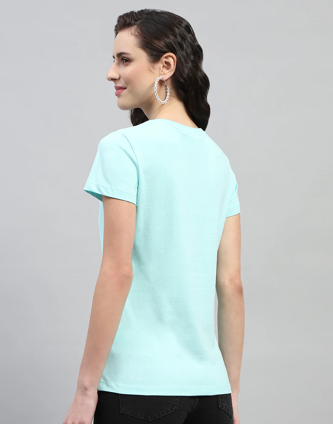 Women Aqua Blue Solid V Neck Half Sleeve Top (Pack of 2) - Image 9