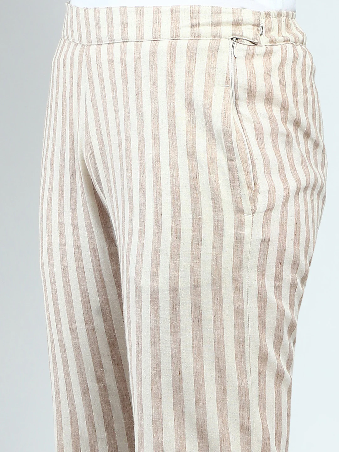 Women Beige Printed Collar Full Sleeve Cords Set - Image 9