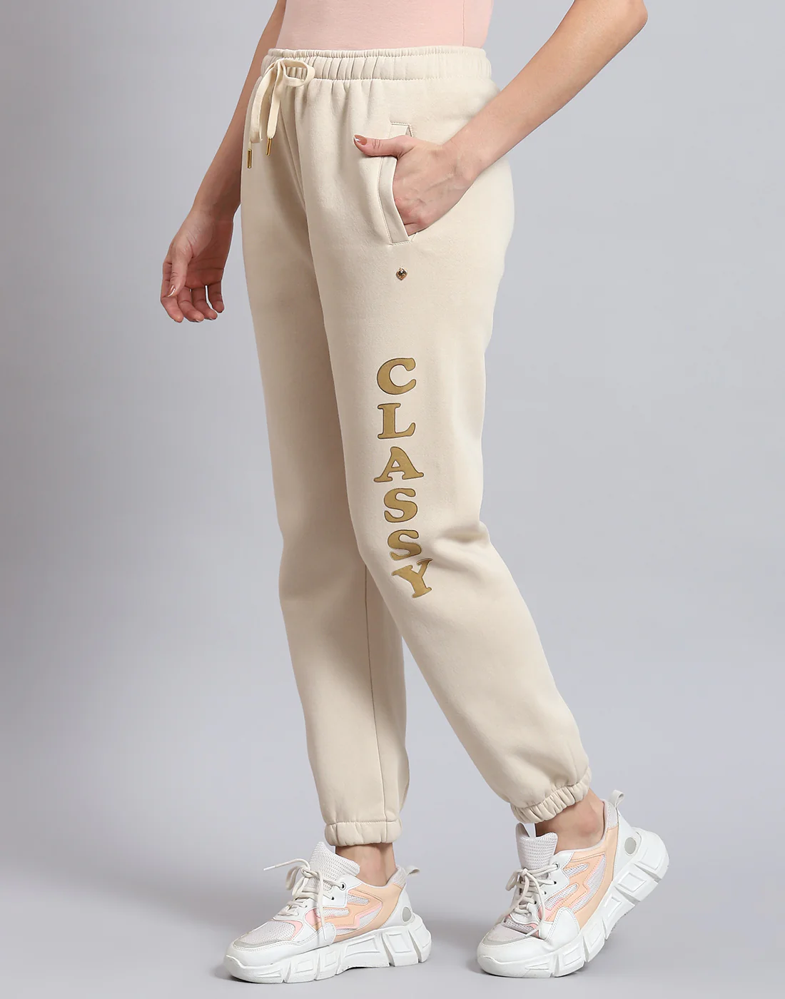 Women Beige Printed Regular Fit Winter Lower - Image 3