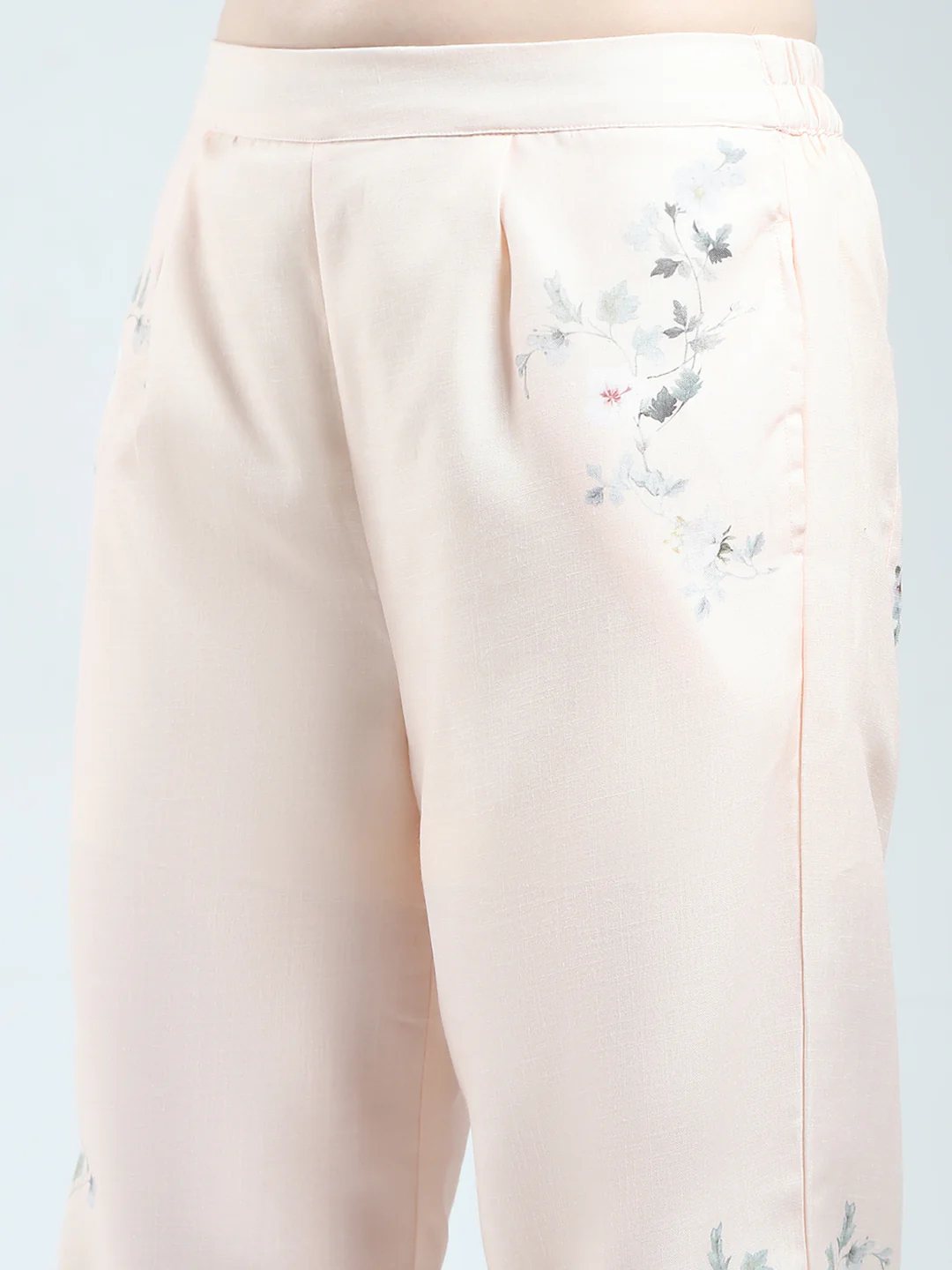 Women Beige Printed Round Neck Full Sleeve Cords Set - Image 8