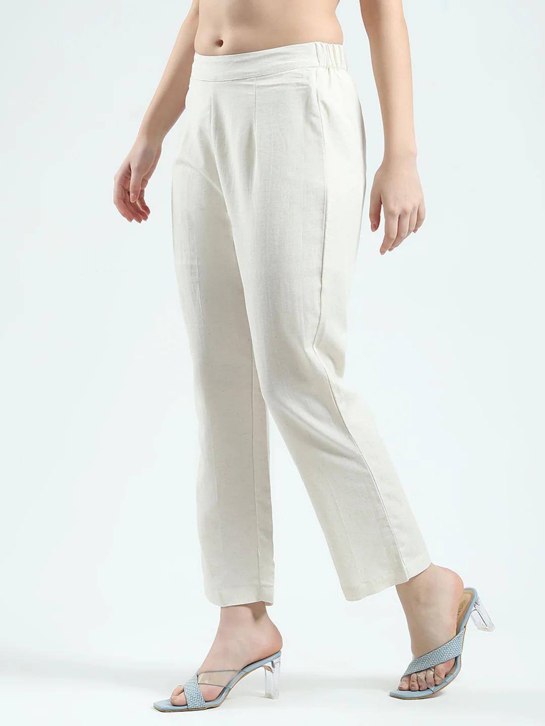 Women Beige Printed Round Neck Full Sleeve Cords Set - Image 7