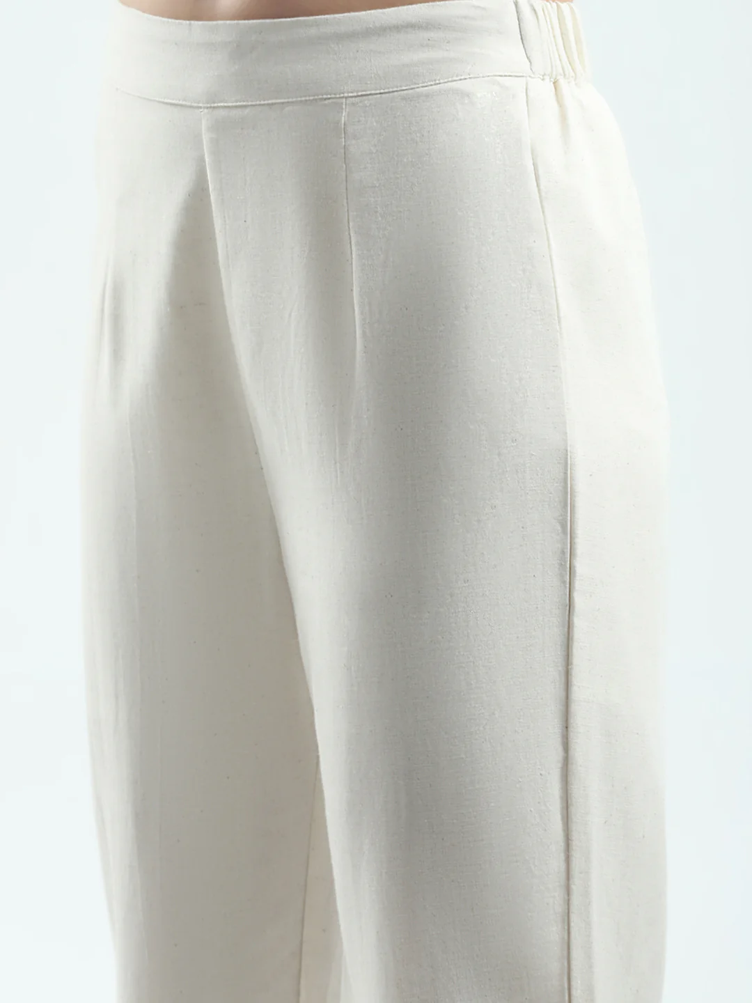 Women Beige Printed Round Neck Full Sleeve Cords Set - Image 9