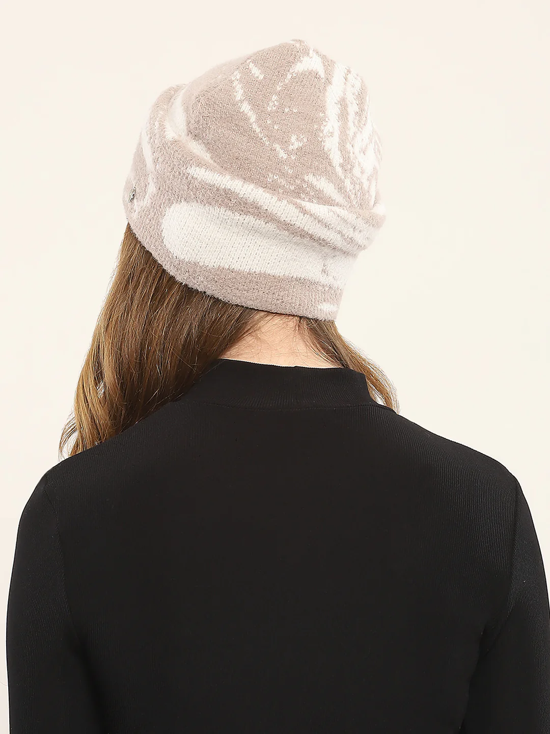 Women Beige Self Design Cap - Image 5