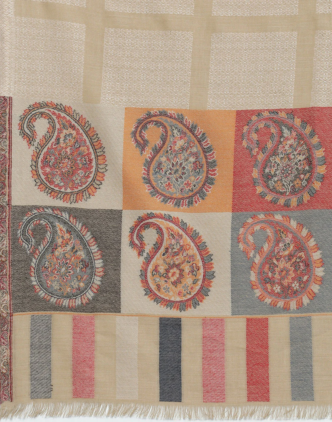 Women Beige Self Design Shawl - Image 7