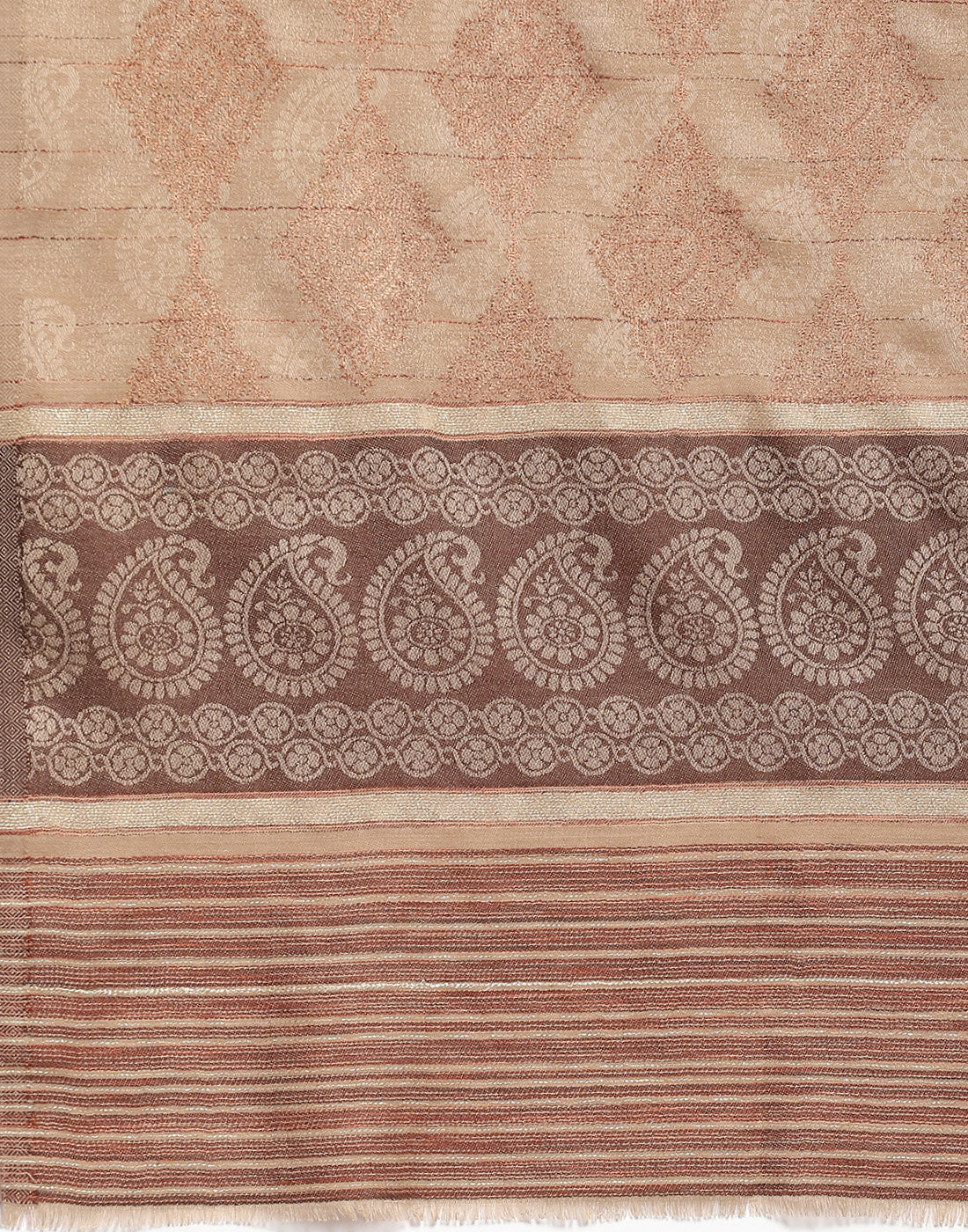 Women Beige Self Design Shawl - Image 6