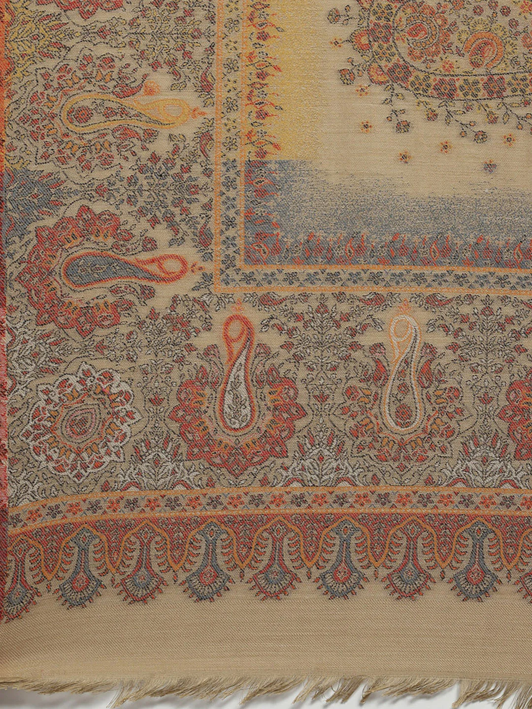 Women Beige Self Design Shawl - Image 6