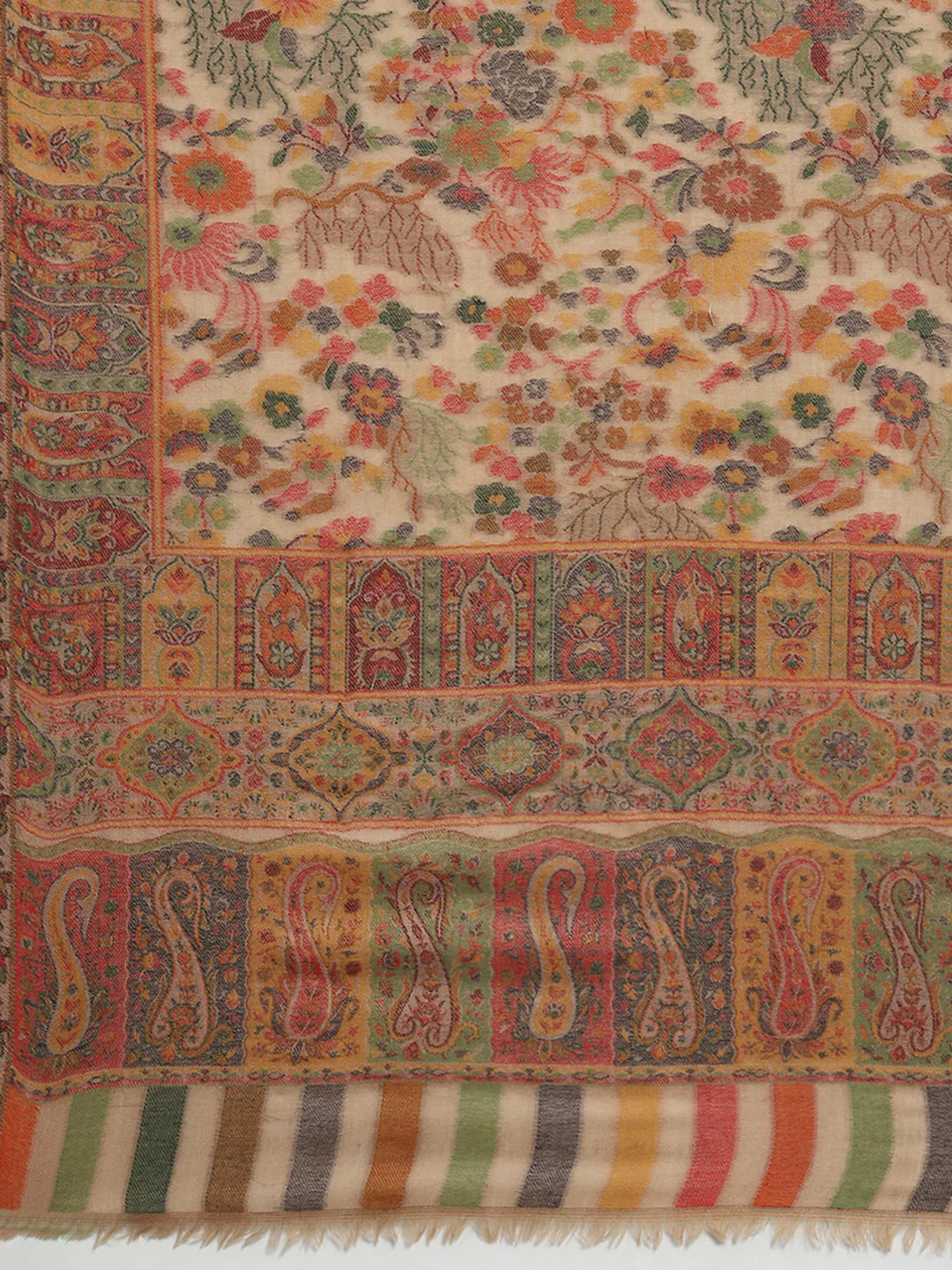 Women Beige Self Design Shawl - Image 6