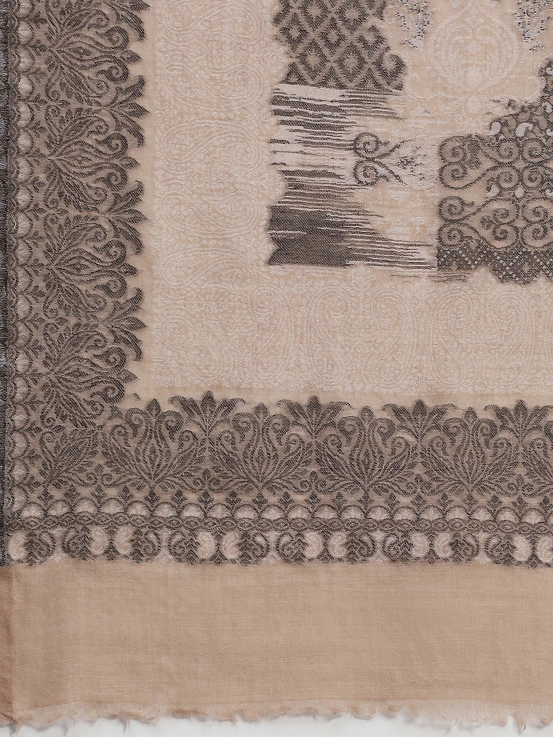 Women Beige Self Design Shawl - Image 7