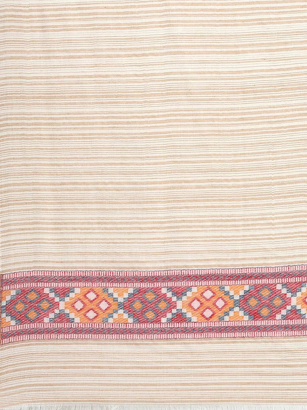 Women Beige Self Design Shawl - Image 6