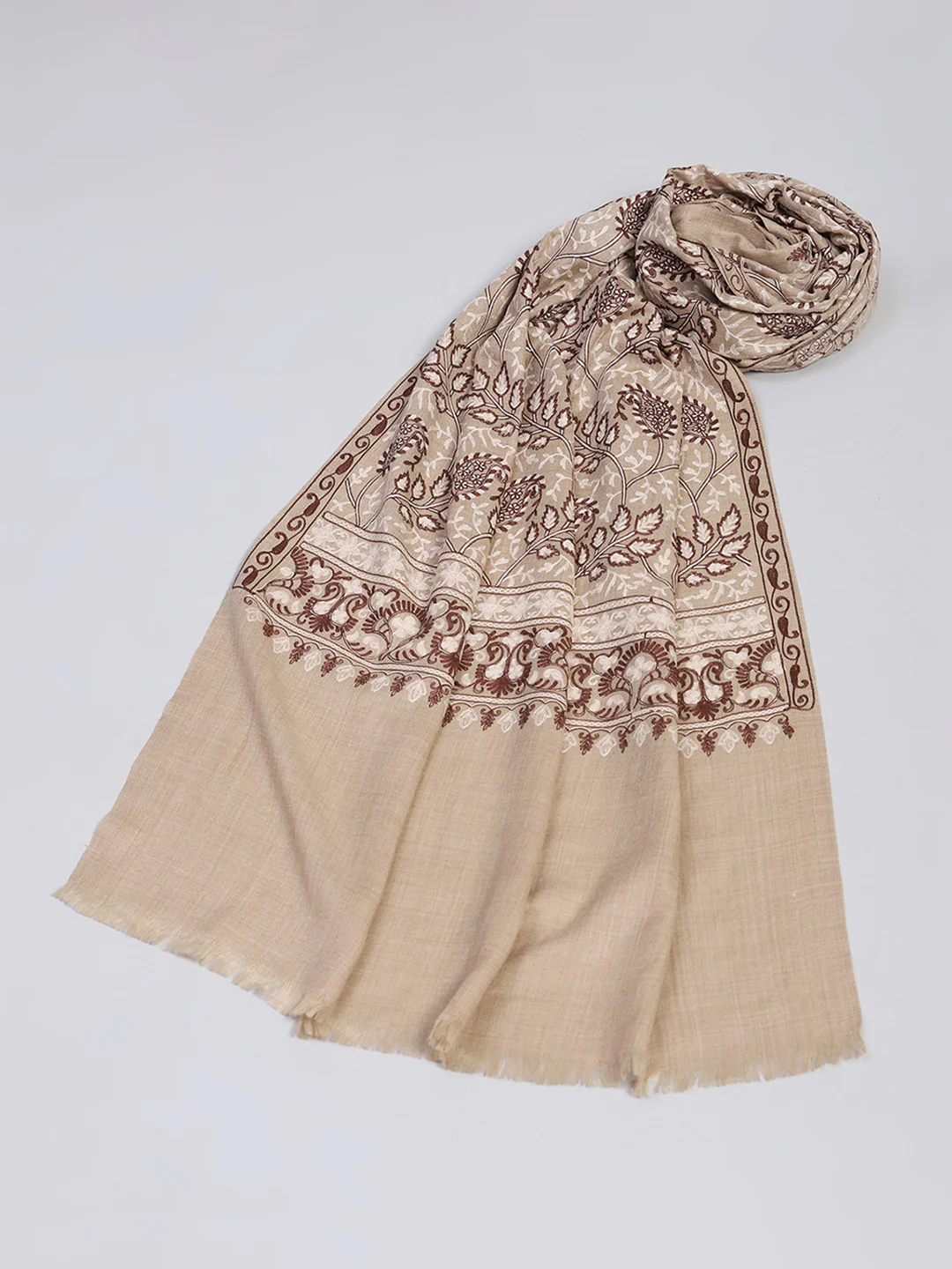 Women Beige Self Design Stole - Image 6